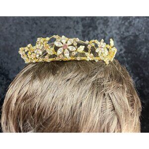 Malis Henderson Gold Light Purple Flowers Leaves Rhinestone Bridal Headpiece NEW